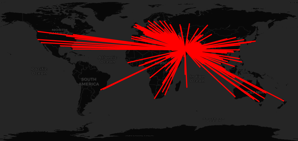 Flights out of JFK, which had a few flights from Wuhan